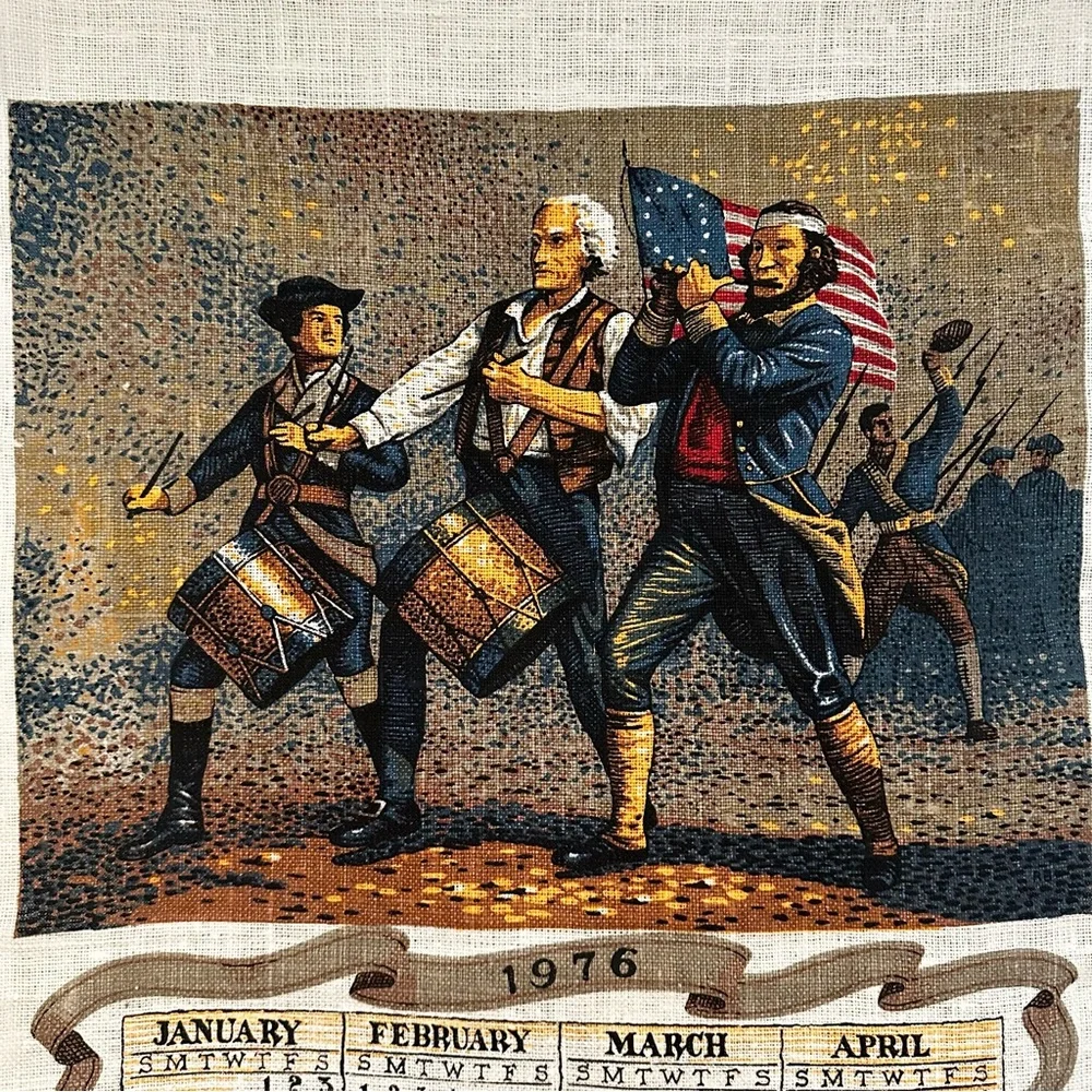 Spirit‎ of '76 Calendar Towel Tapestry 1976 Vintage Soldiers Marching By Kay Dee